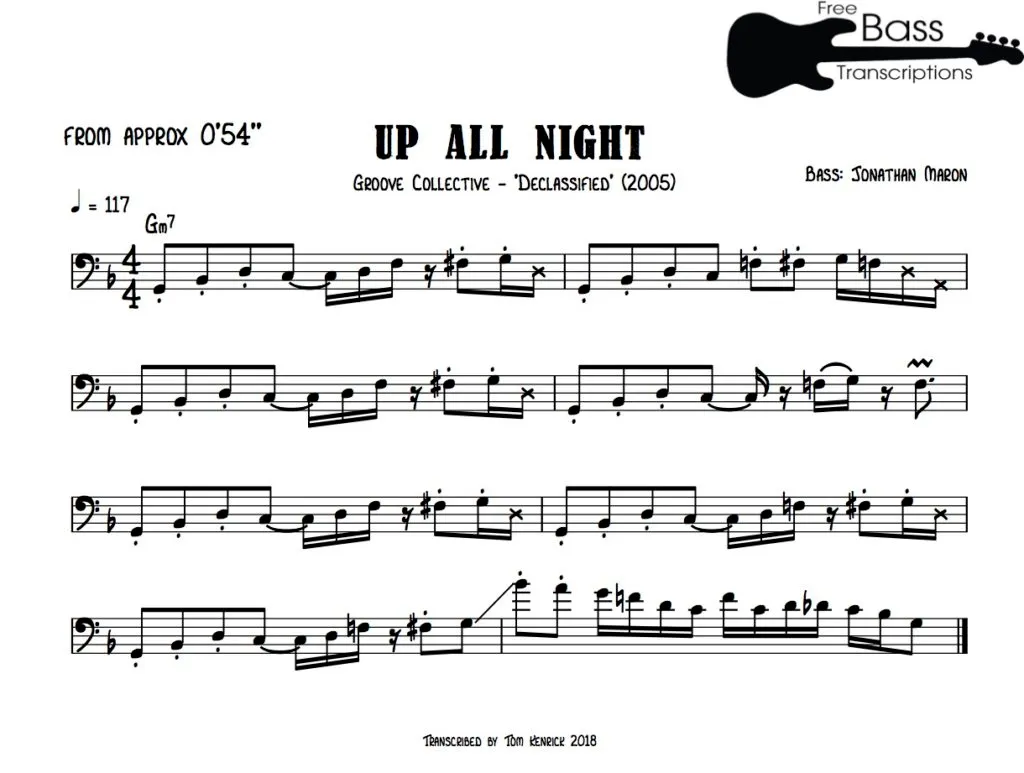 notation for Groove Collective – Up All Night