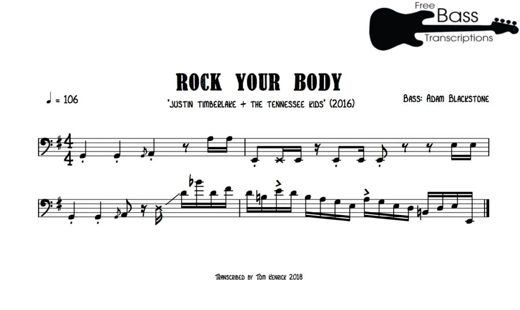 notation for Justin Timberlake – Rock Your Body (live)