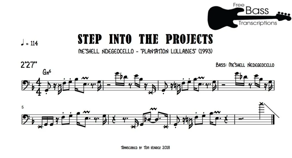 notation for Me’shell Ndegeocello – Step into the Projects