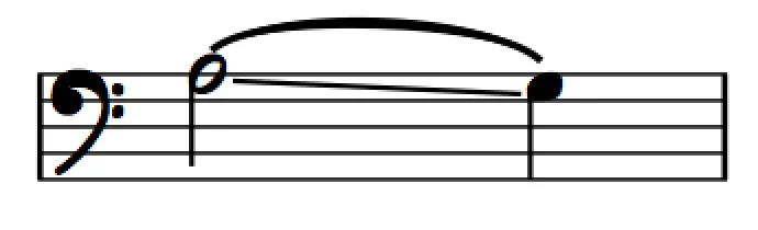 Notation for a legato slide on bass guitar