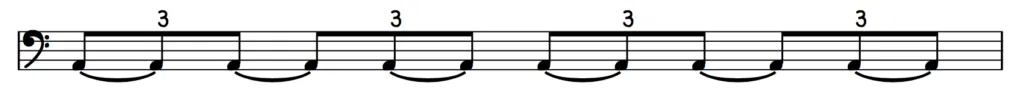 quarter-note triplet rhythm written in tied eighth notes