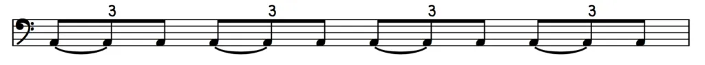 notation showing underlying groupings in swing eighth notes