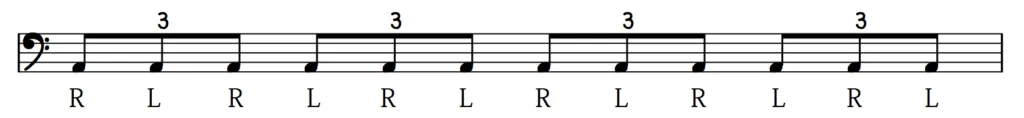 eighth-note triplet counting exercise using left and right hands