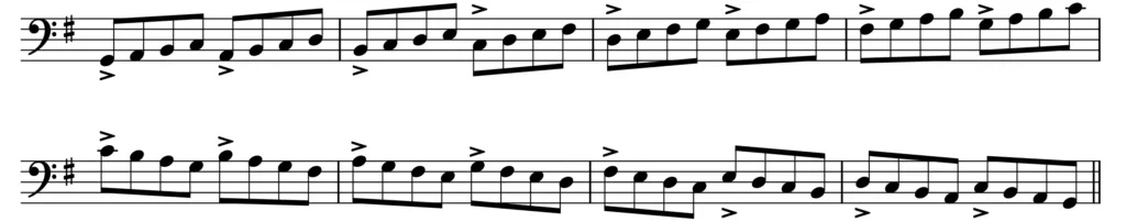 G major scale in groups of four