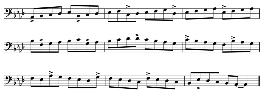 Ab major scale in groups of five